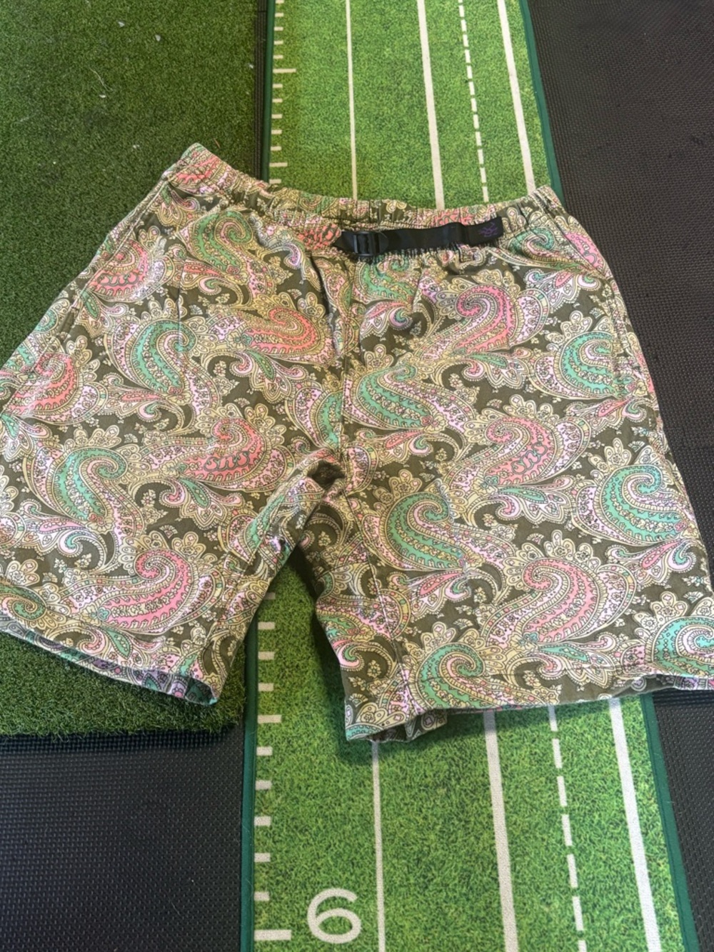 Men's Gramicci Paisley Shorts - Olive Multi